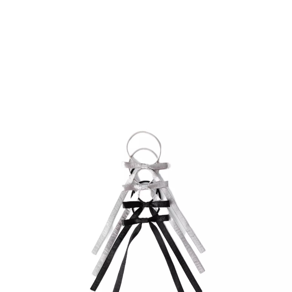 Silver and Black Leather Fringe Keychain Charm zara